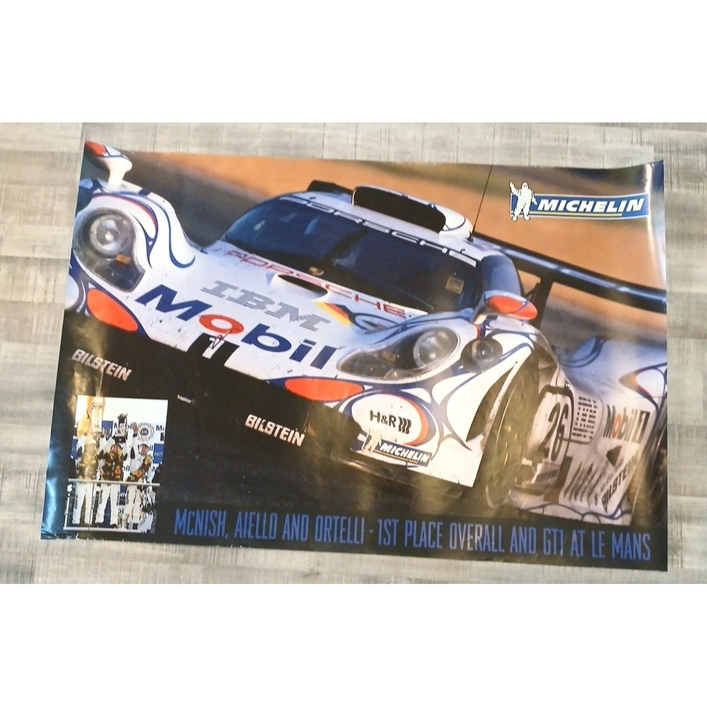 PORSCHE Racing POSTER Michelin Advertisement 24X36 Le Mans Auto Racing HSR